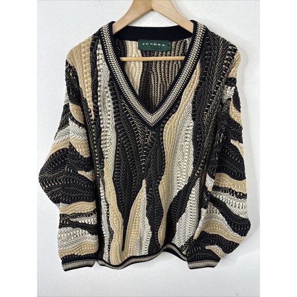 Tundra 3D Sweater Men XL Cotton Biggie Cosby 90s Textured Hip Hop - Picture 1 of 8